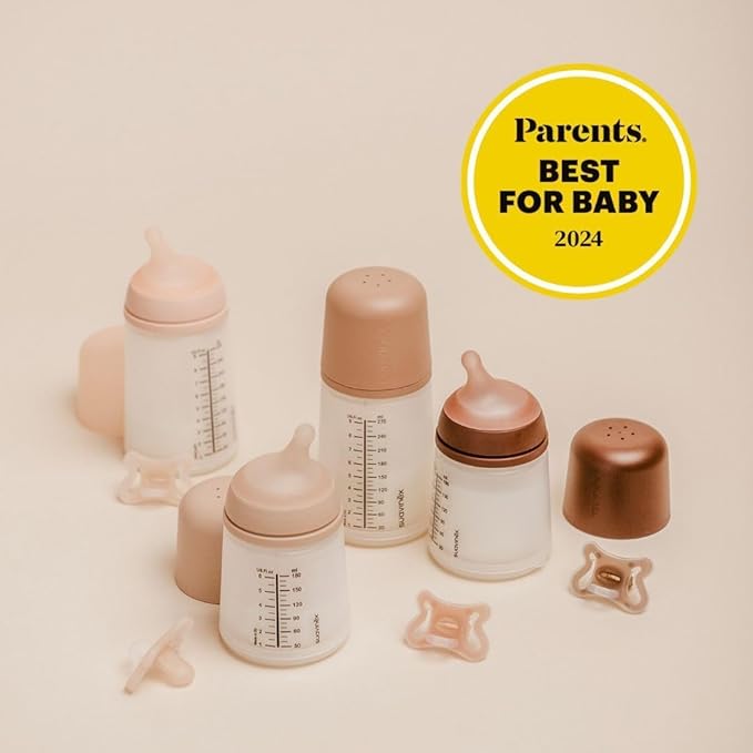 Suavinex Zero Zero Anti Colic Baby Bottle, No 1 Spanish Baby Bottle Brand, Minimizes Bottle Rejection & Nipple Confusion, Perfect for Combo Feeding, 2pk, 9oz/270mL, Light Tone, Medium Flow Nipple