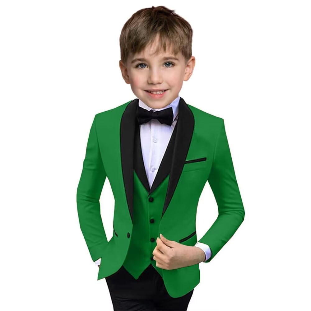 Boys Suit 3 Piece Ring Bearer Suit Kids Formal Jacket Vest Pants Suits Wedding Outfit for Party Prom Tuxedos-Purple-7