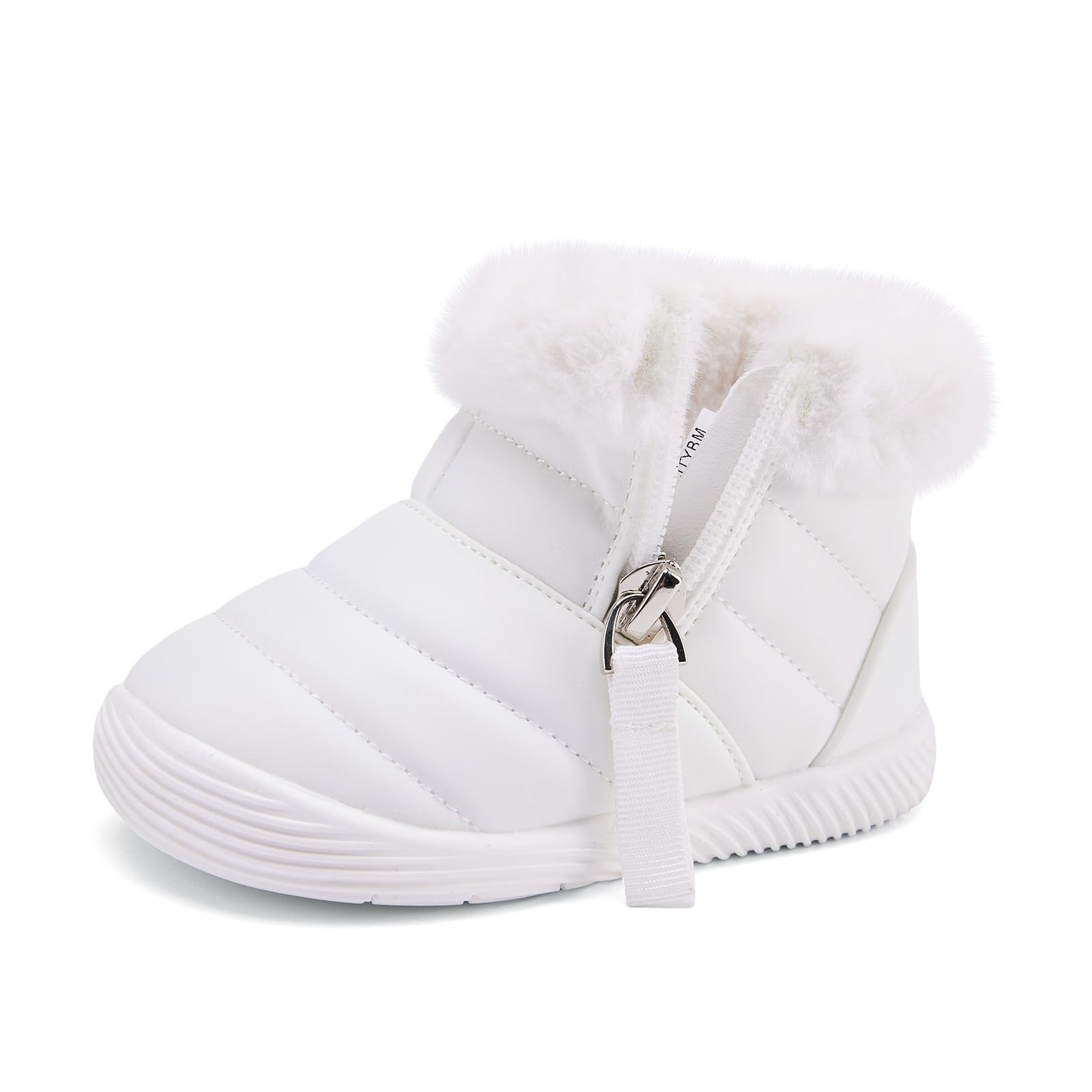 BMCiTYBM Baby Boy Girl Snow Boots Waterproof Infant Winter Warm Booties Nonslip Lightweight Outdoor Shoes for First Walkers 6 9 12 18 24 Months White Size 12-18 Months