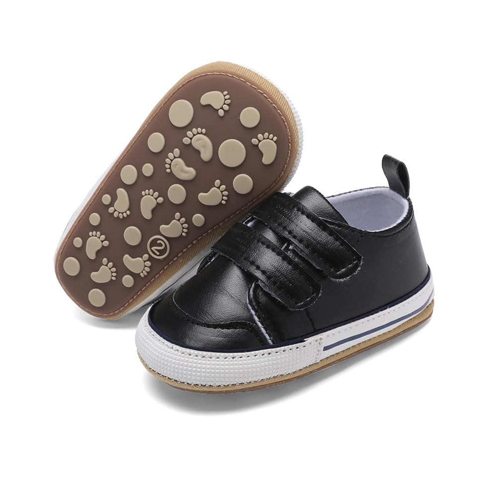 Clowora Baby Boys Girls Shoes Non-Slip Rubber Sole Sneakers Infant First Walking Toddler Crib Shoes Newborn Loafers Flats. (0611/White,0-6 Months)