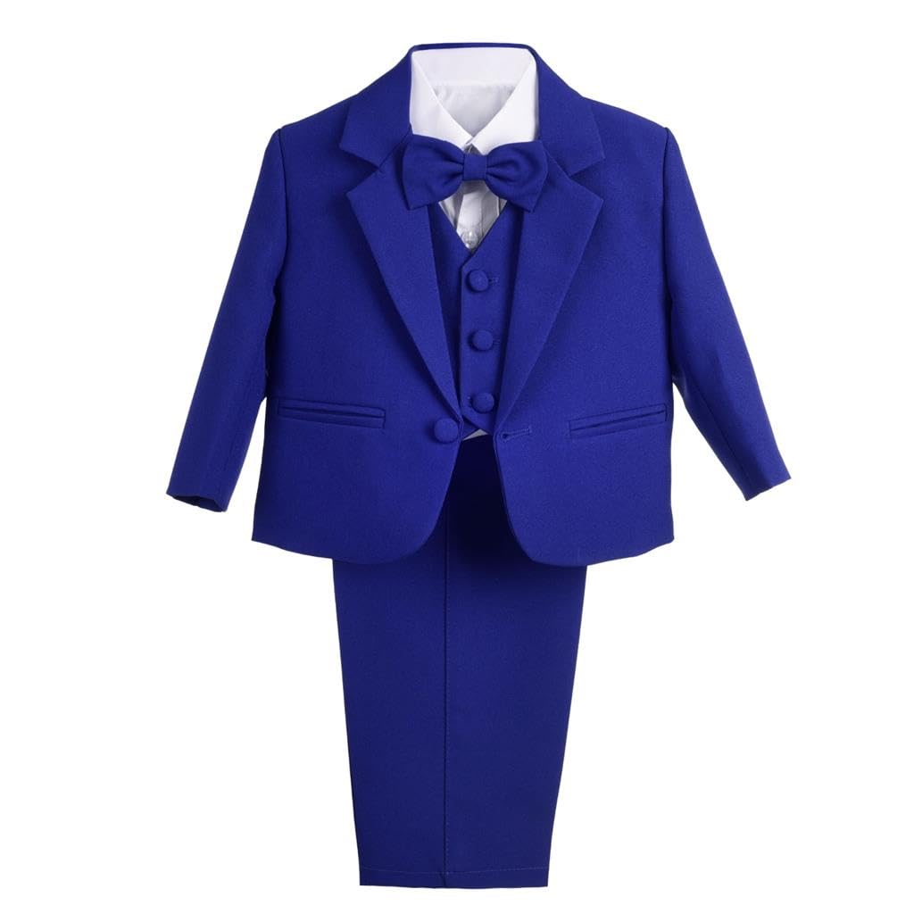 Dressy Daisy Little Boy 5 Pcs Formal Tuxedo Suits, Royal Blue, Size 6-7
