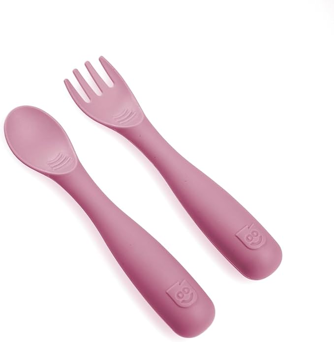Talktools Bitsy Feeding Kid's Essentials Plate Set – Toddler Utensils, Spoon and Fork, Plate Lid, Perfect for Mealtime – Strong Suction Toddler Plates with 4 Compartments (Set-Bubblegum)