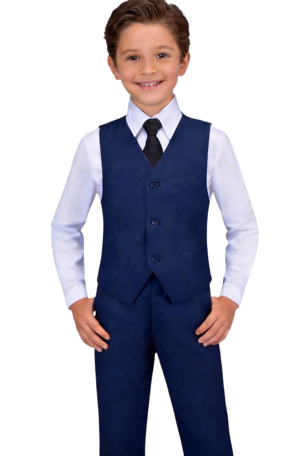 Boys Suit Toddler Boy Formal Slim Fit Suits 4 Piece Set Navy Blue Size 7