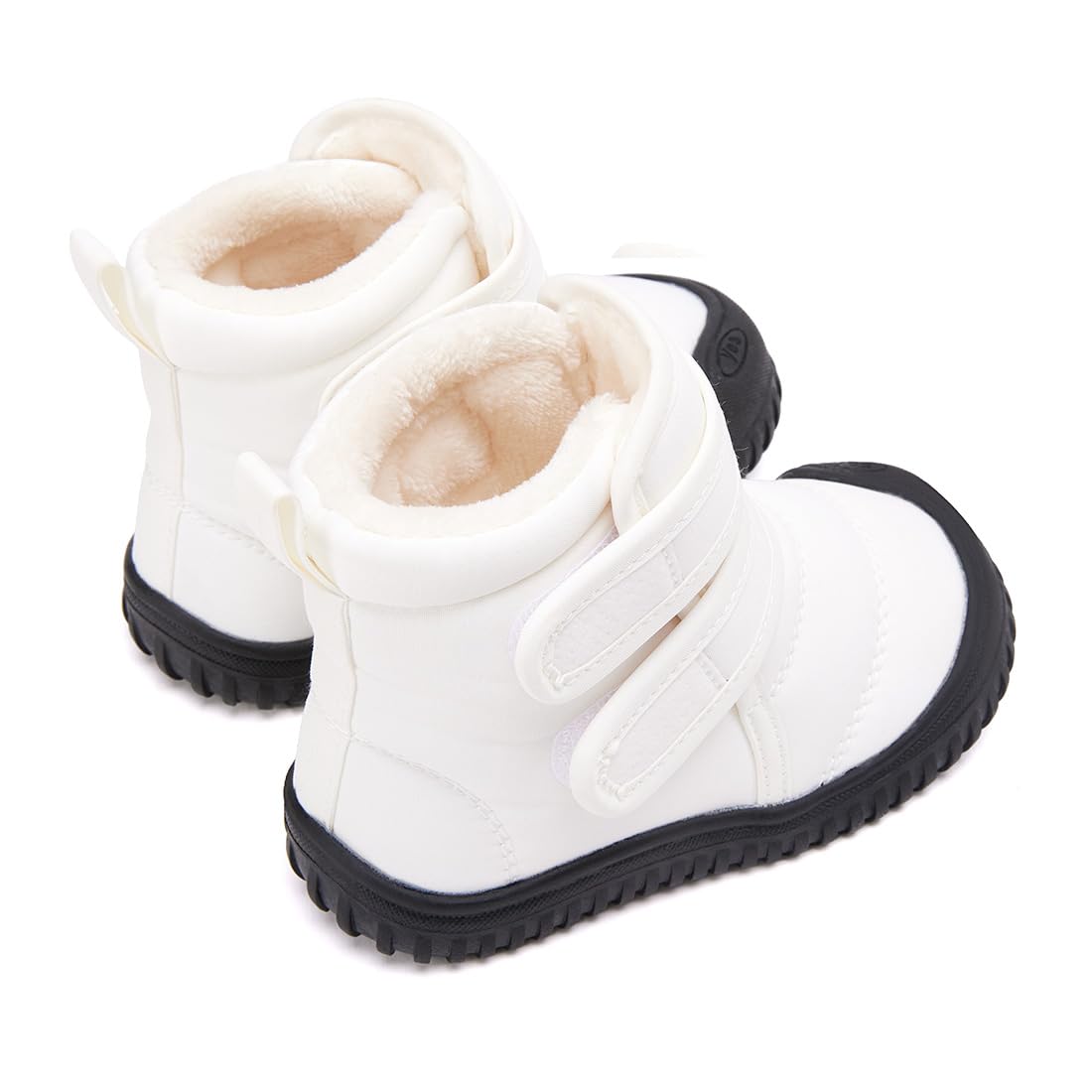 BMCiTYBM Baby Snow Boots Boys Girls Winter Infant Shoes Non Slip 6 9 12 18 24 Months Faux Fur White Size 12-18 Months Toddler