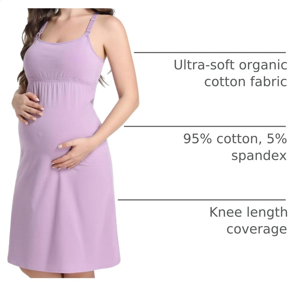 SUIEK 3-Pack Nursing Nightgown Maternity Tank Tops Breastfeeding Sleepshirt