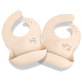 APLAINR Silicone Baby Bibs, Baby Sign Language, Set of 2, Oat Cream