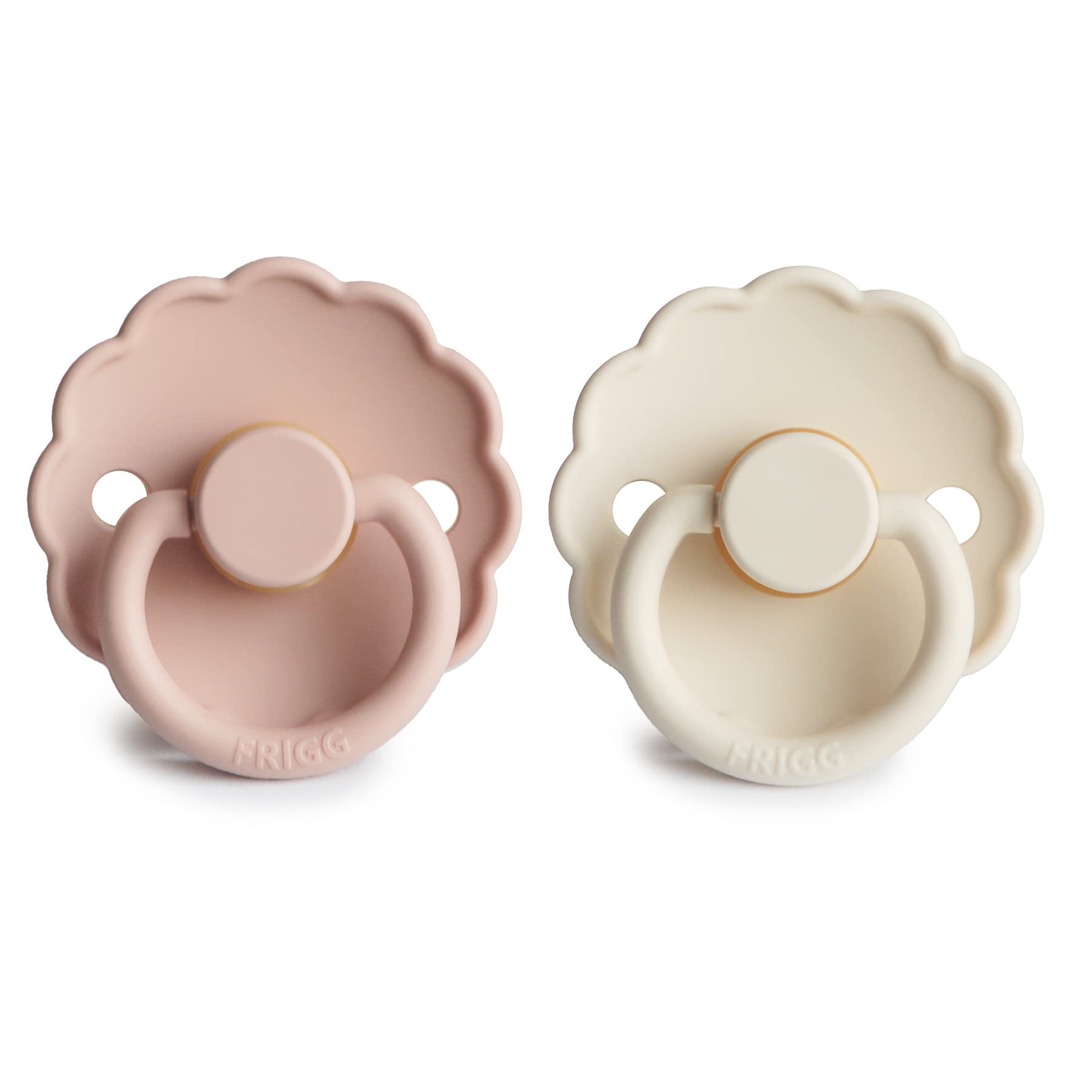 FRIGG Daisy Natural Rubber Baby Pacifier | Made in Denmark | BPA-Free (Blush/Cream, 6-18 Months) 2-Pack