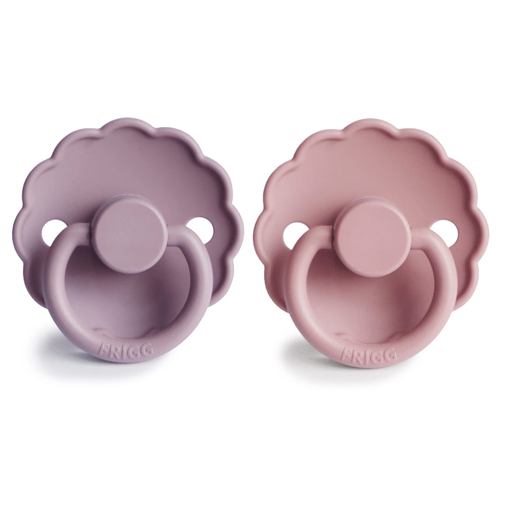FRIGG Daisy SilkySoft Silicone Baby Pacifier | Made in Denmark | BPA-Free (Baby Pink/Soft Lilac, 0-6 Months)