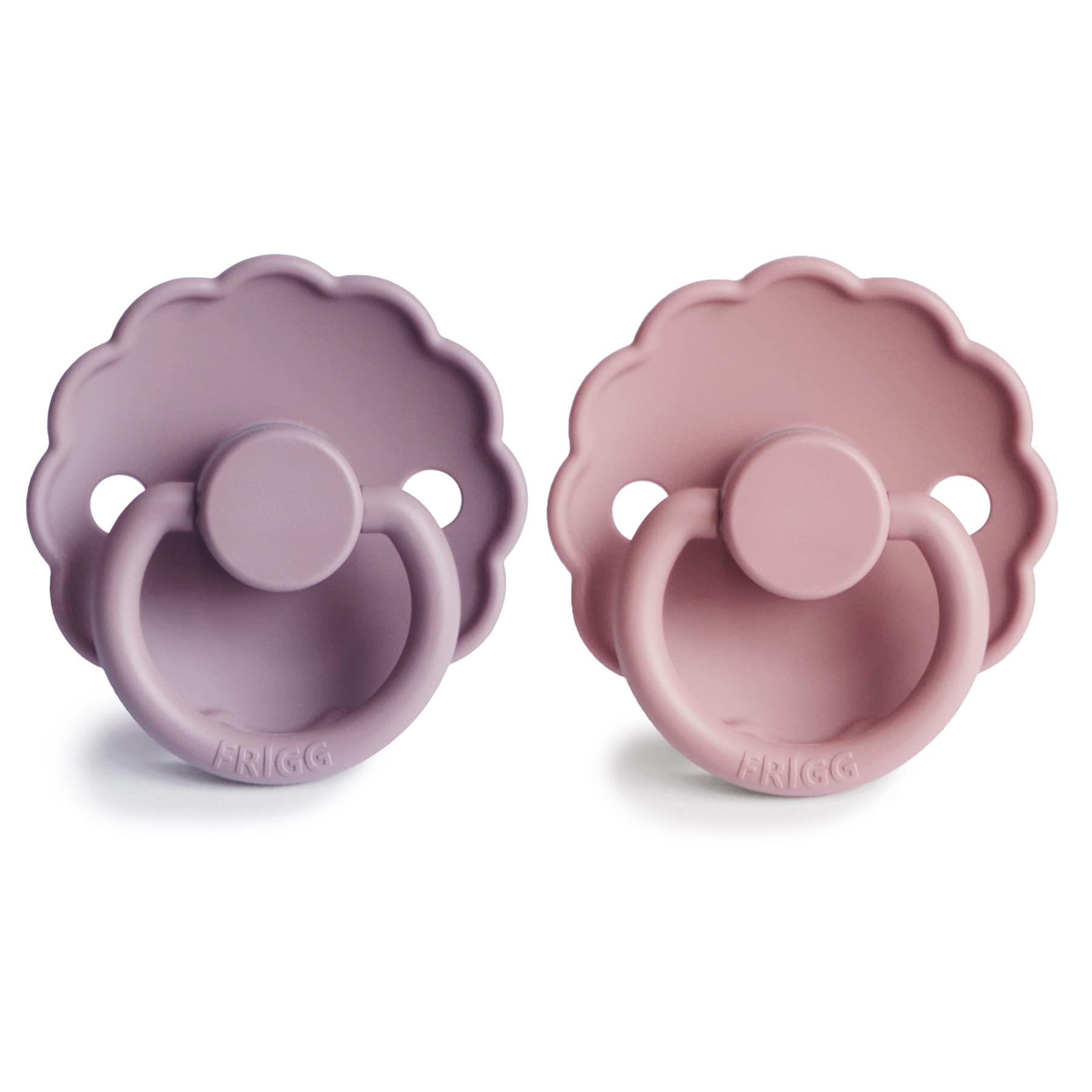 FRIGG Daisy SilkySoft Silicone Baby Pacifier | Made in Denmark | BPA-Free (Baby Pink/Soft Lilac, 0-6 Months)