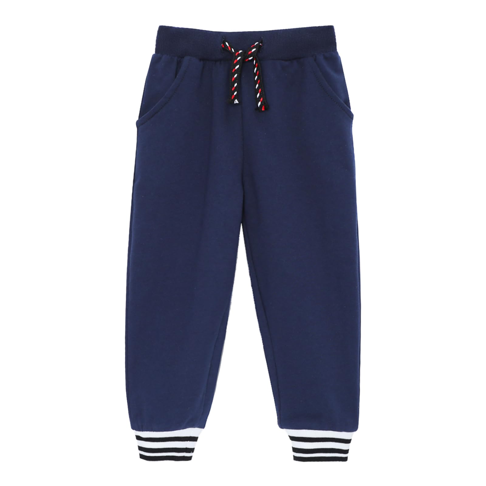 HILEELANG Boys Jogger Pants Cotton Sweatpants 3 Pack Pockets Khaki