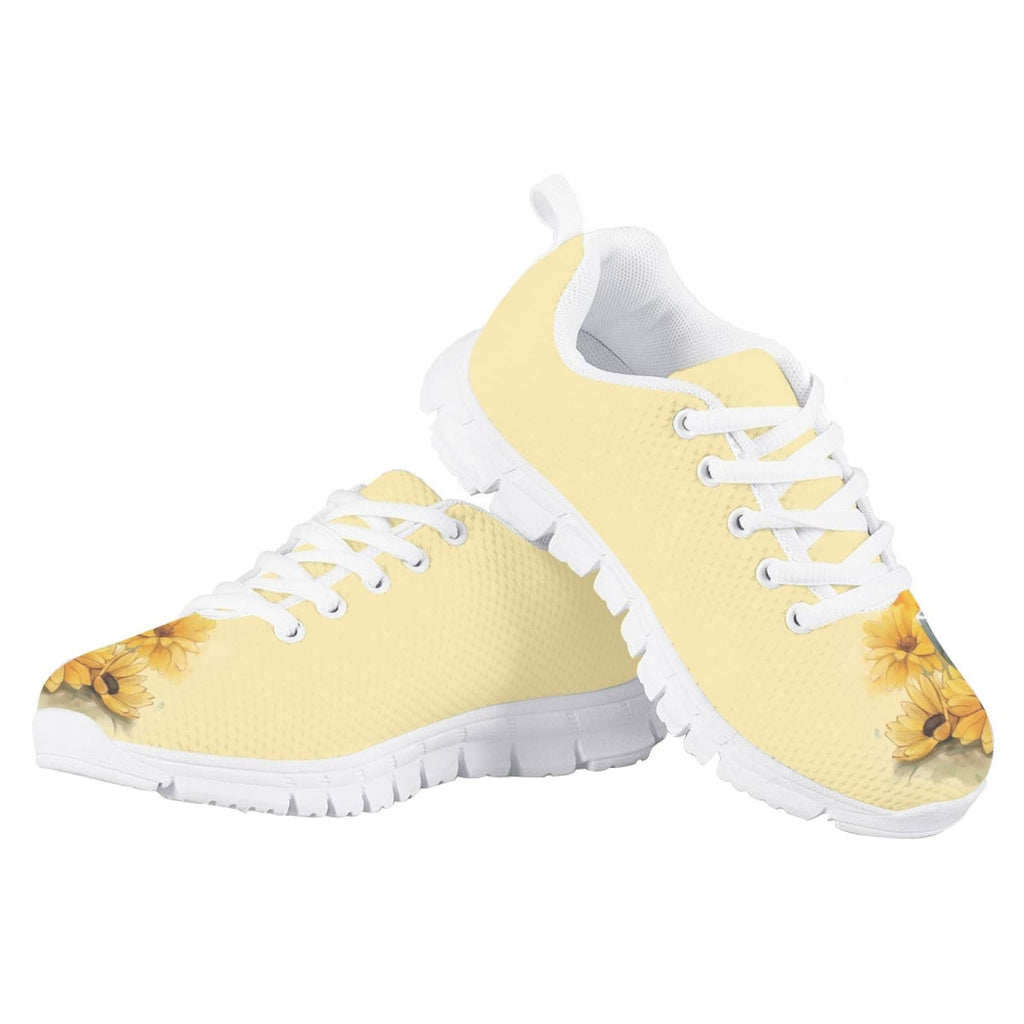 MARSVOVO Kids Animal Print Sneakers Lightweight Breathable Non Slip Athletic Girl Running Shoes Casual No Lace Flexible Travel Walking Shoes for Boy Girl Cute Dog and Sunflower Size 13 US