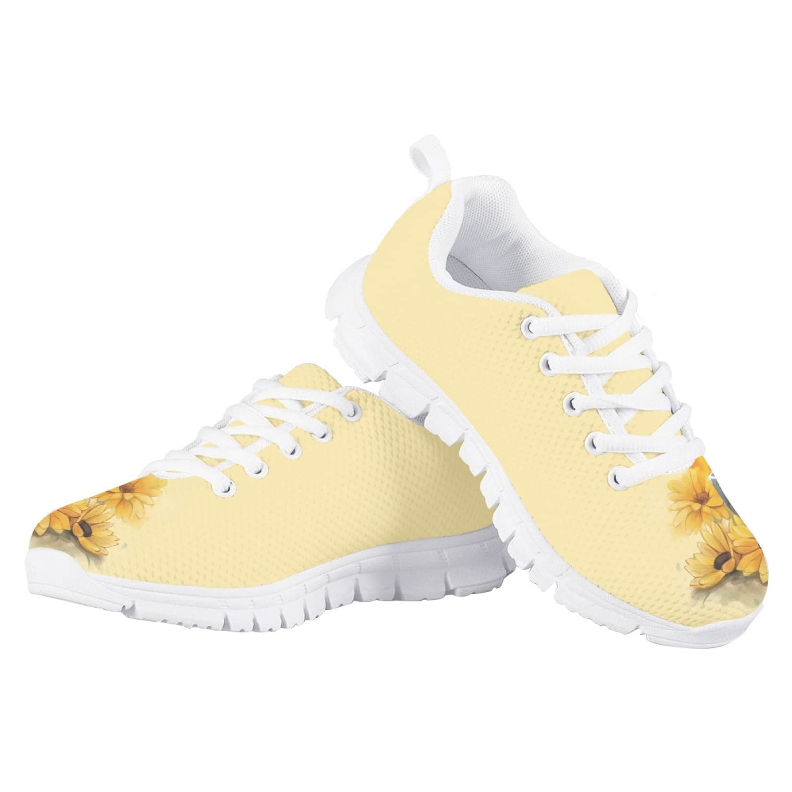 MARSVOVO Kids Animal Print Sneakers Lightweight Breathable Non Slip Athletic Girl Running Shoes Casual No Lace Flexible Travel Walking Shoes for Boy Girl Cute Dog and Sunflower Size 13 US