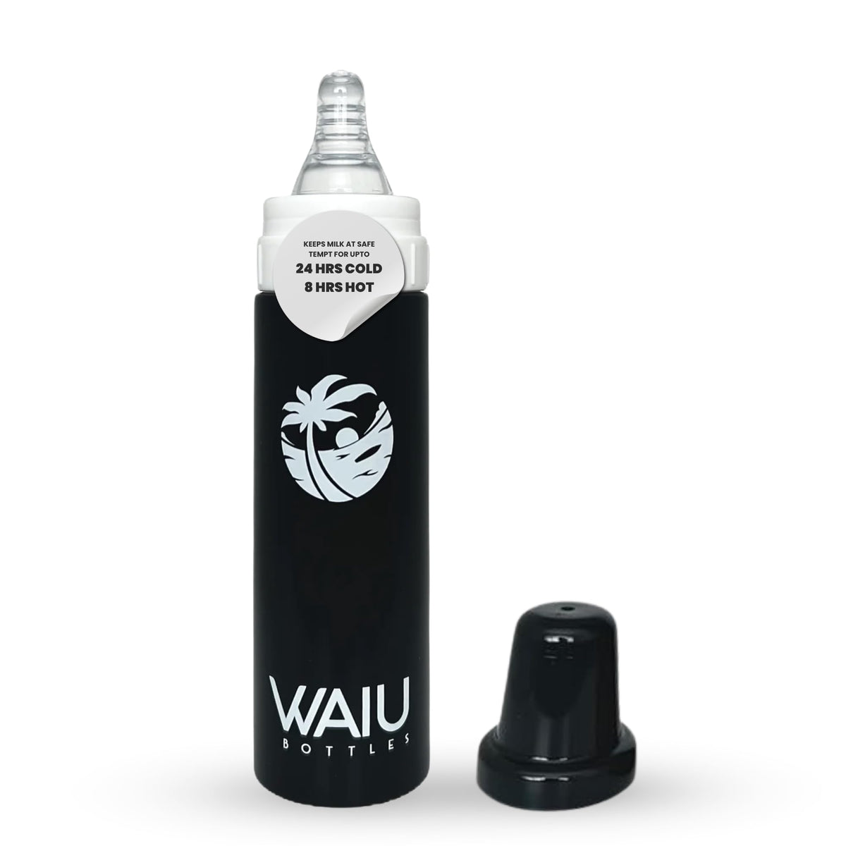 Waiu Insulated Stainless Steel Baby Bottle 4 oz – Keeps Drinks Cold 24 Hours, Hot 8 Hours – BPA-Free, Vacuum Insulated, Travel Baby Bottle (White)