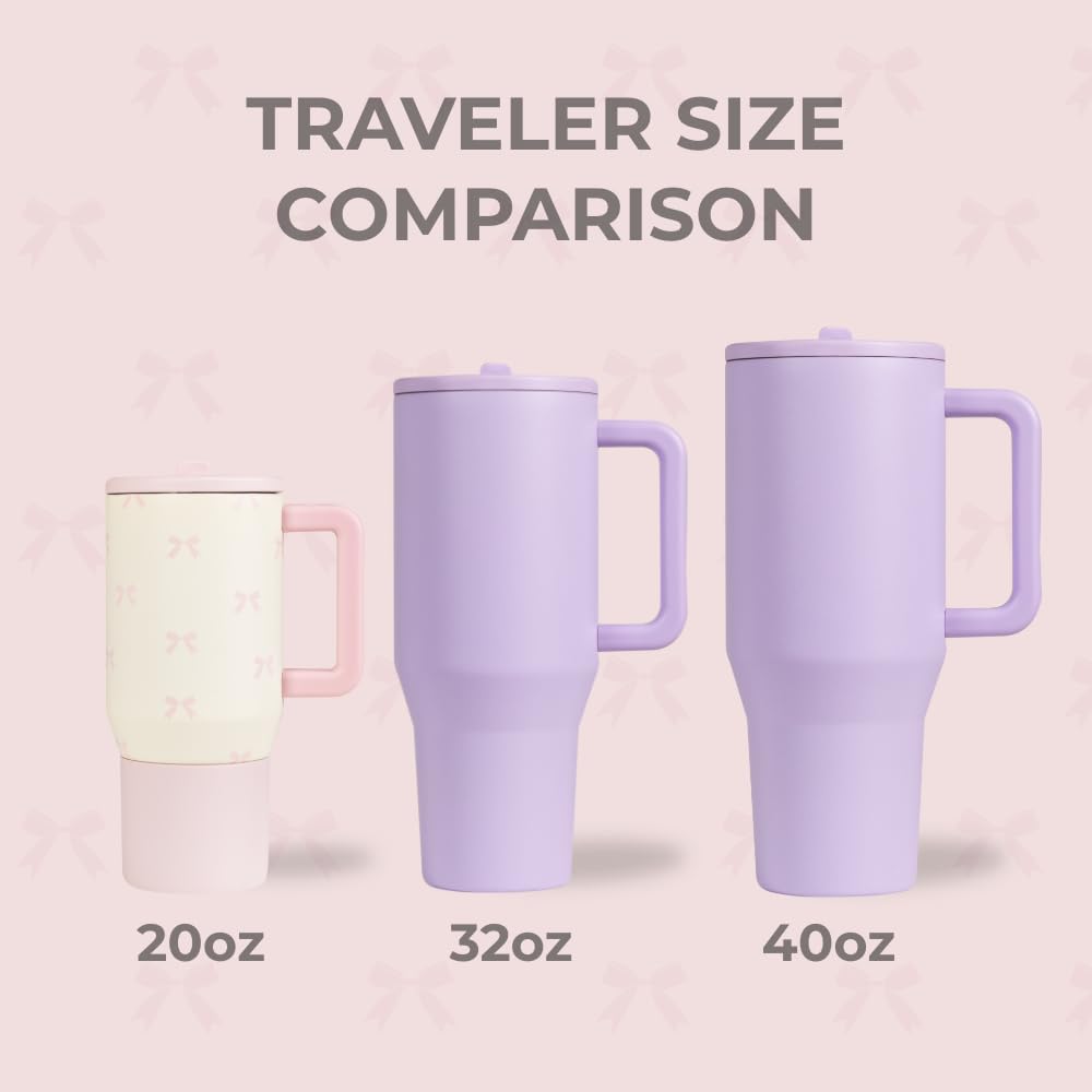 HydroJug Traveler 20oz Kids Insulated Tumbler with Handle, Bows
