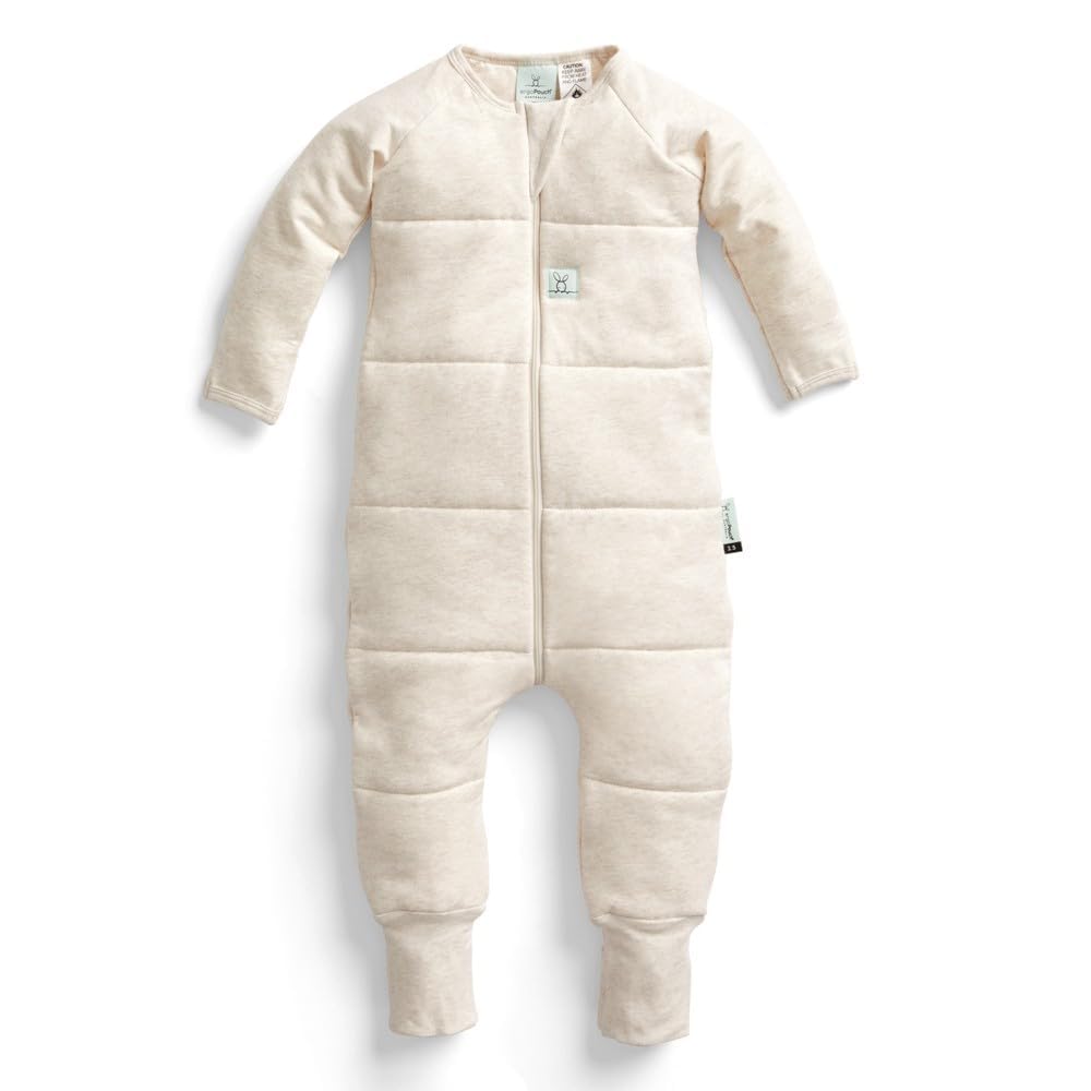 ergoPouch Sleep Onesie 2.5 TOG – Warm Baby Romper & Sleep Layer with Full-Zip, Guarding Against Blankets, Breathable & Movement-Friendly, Ideal for Transitional Sleeping (6-12 Months, Oatmeal Marle)
