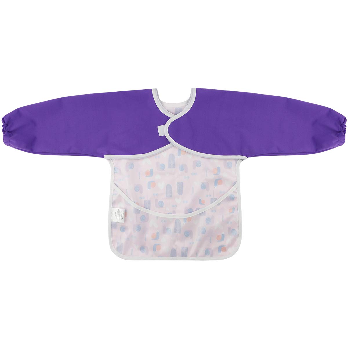 Hi Sprout Infant Toddler Baby Waterproof Sleeved Bib, Bib with Sleeves&Pocket, 6-24 Months (Snails)
