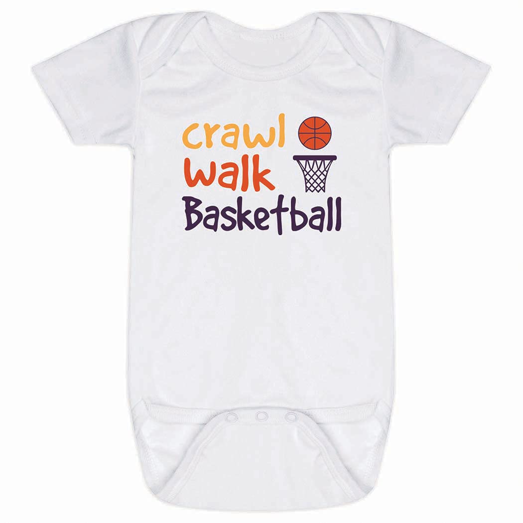 ChalkTalkSPORTS Basketball Baby Bodysuit - Crawl Walk Basketball Small