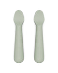 Lalo Little Spoon Set - 2 Piece Baby Spoons Set for Infants & Babies - Made From Food Grade Silicone Dishwasher Safe - Baby Feeding Essentials for Early Stage Mealtime - Sage