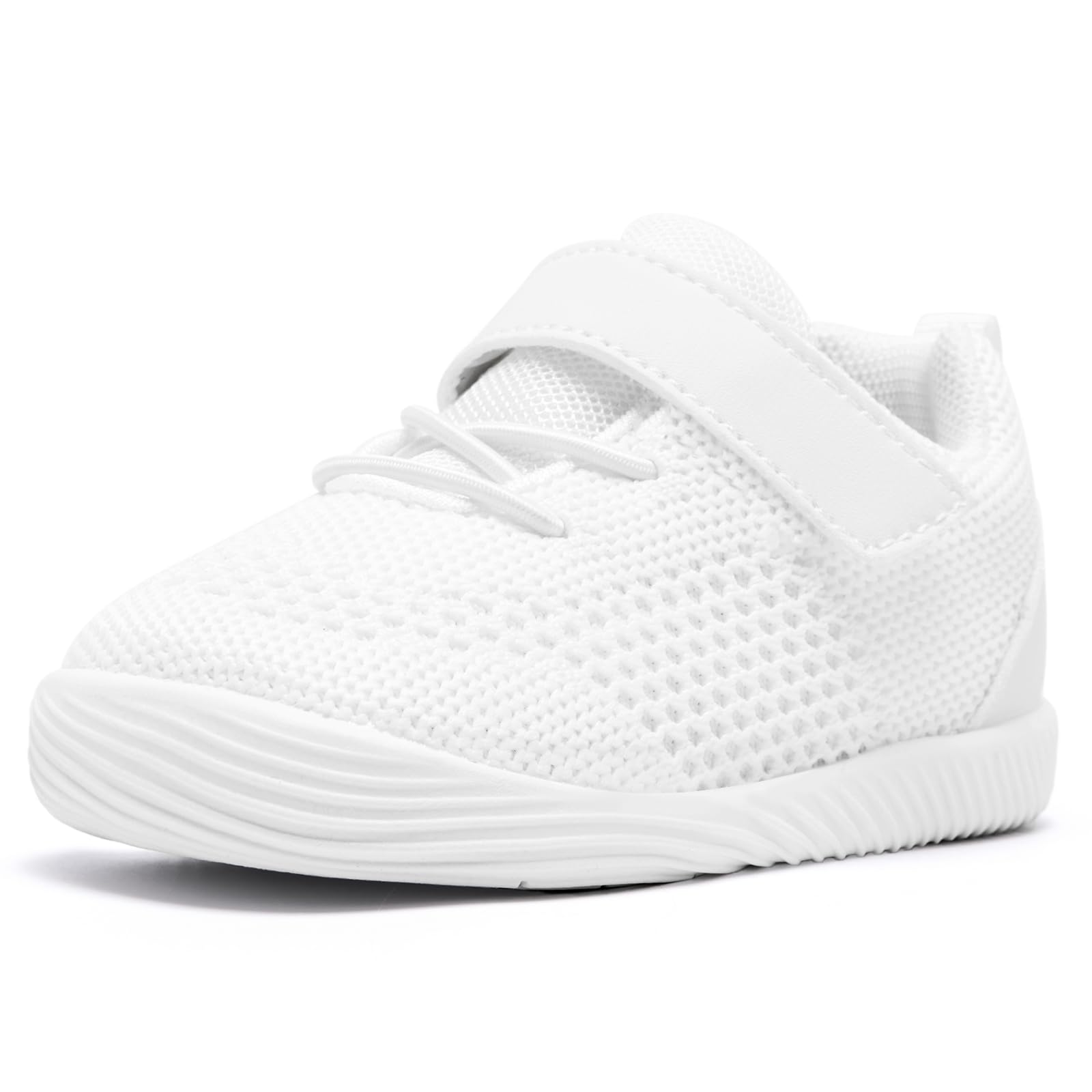 MORENDL Toddler Sneakers Baby Boys & Girls Barefoot Shoes Lightweight Breathable Walking Running Tennis Athletic Sport Shoes White 6-9Months