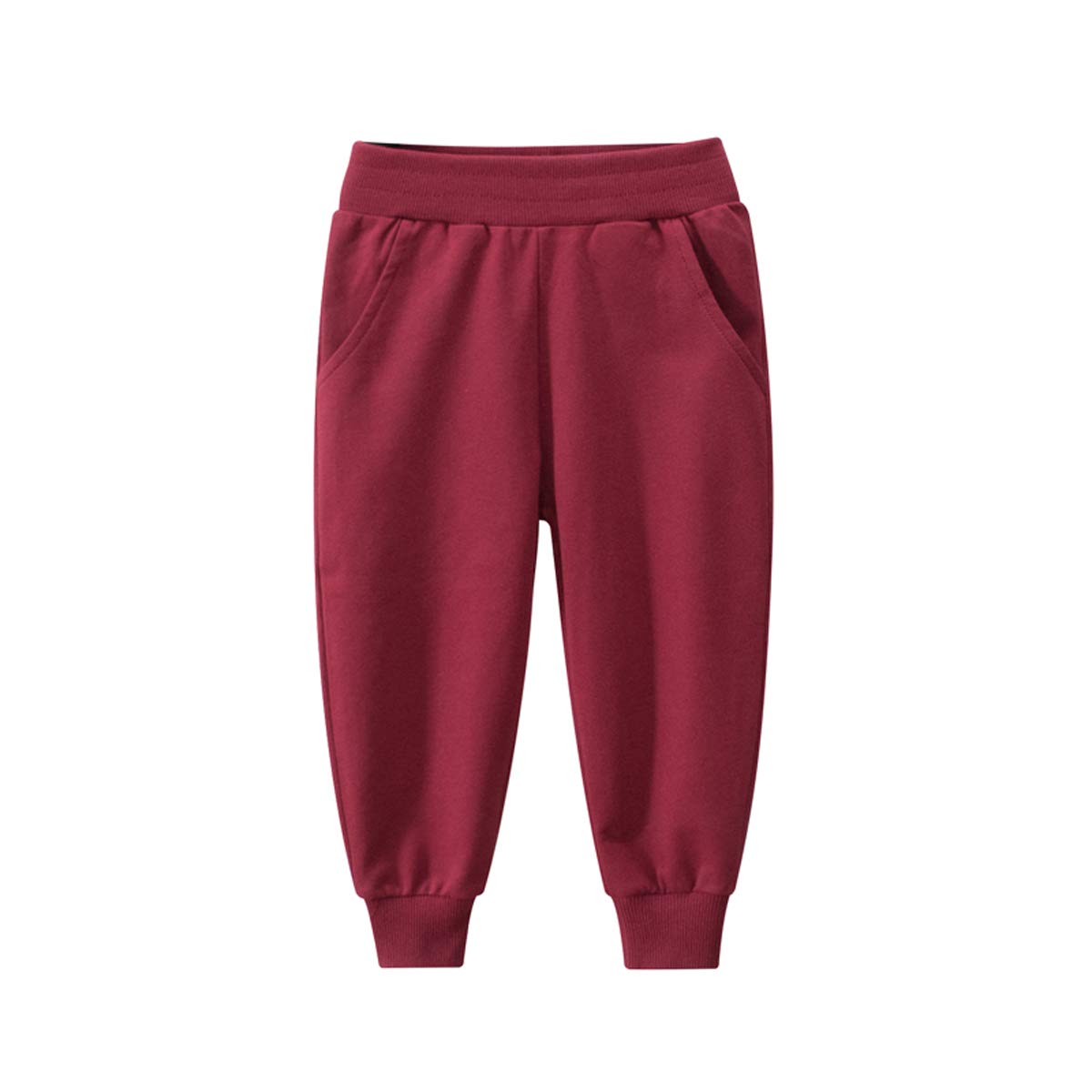 HUAER& Baby Boy's Jogger Pants Dinosaur Car Animal Print Drawstring Elastic Sweatpants 2-Pack (Red + Dark Blue, 4T)