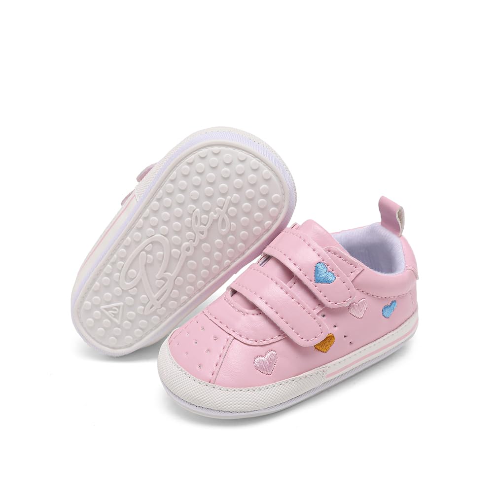 Clowora Baby Boys Girls Shoes Non-Slip Rubber Sole Sneakers Infant First Walking Toddler Crib Shoes Newborn Loafers Flats. (0611/White,0-6 Months)