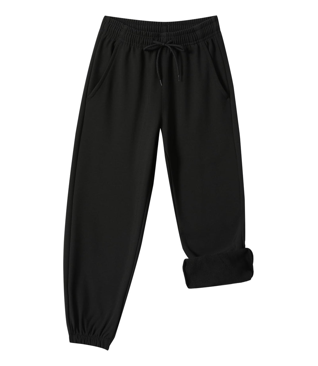 XiaoLongRen Toddler Fleece Lined Warm Joggers for Baby Boys Girls Water Resistant Thermal Winter Sweatpants Kids Hiking Pants(ToddlerSnowPants317-Black3T)
