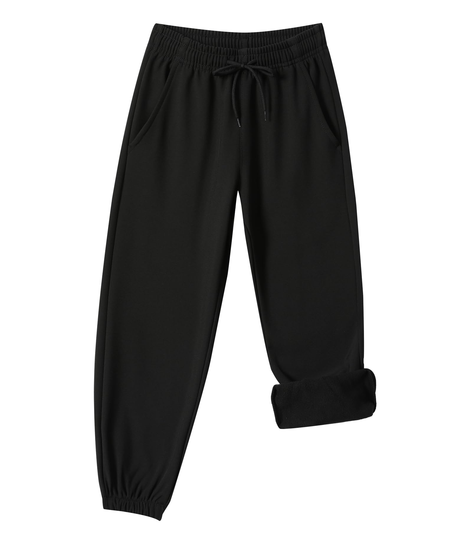 XiaoLongRen Toddler Fleece Lined Warm Joggers for Baby Boys Girls Water Resistant Thermal Winter Sweatpants Kids Hiking Pants(ToddlerSnowPants317-Black3T)