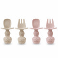 PandaEar 4 Pack Silicone Baby Spoons Forks Feeding Set, Toddler Utensils Baby Led Weaning Supplies, First Stage Baby Spoon Self Feeding 6 Months Old Baby Essentials