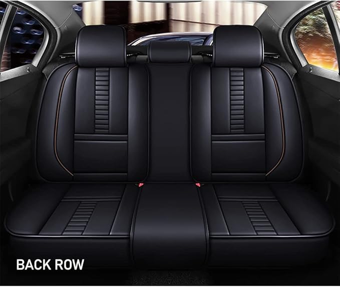 Full Set of Universal Fit Automotive Seat Covers fit for Suzuki 1999-2025 95% Models, PU Leather Automobile Interior Sets with Headrest & Back Pillow Black & Coffee Line