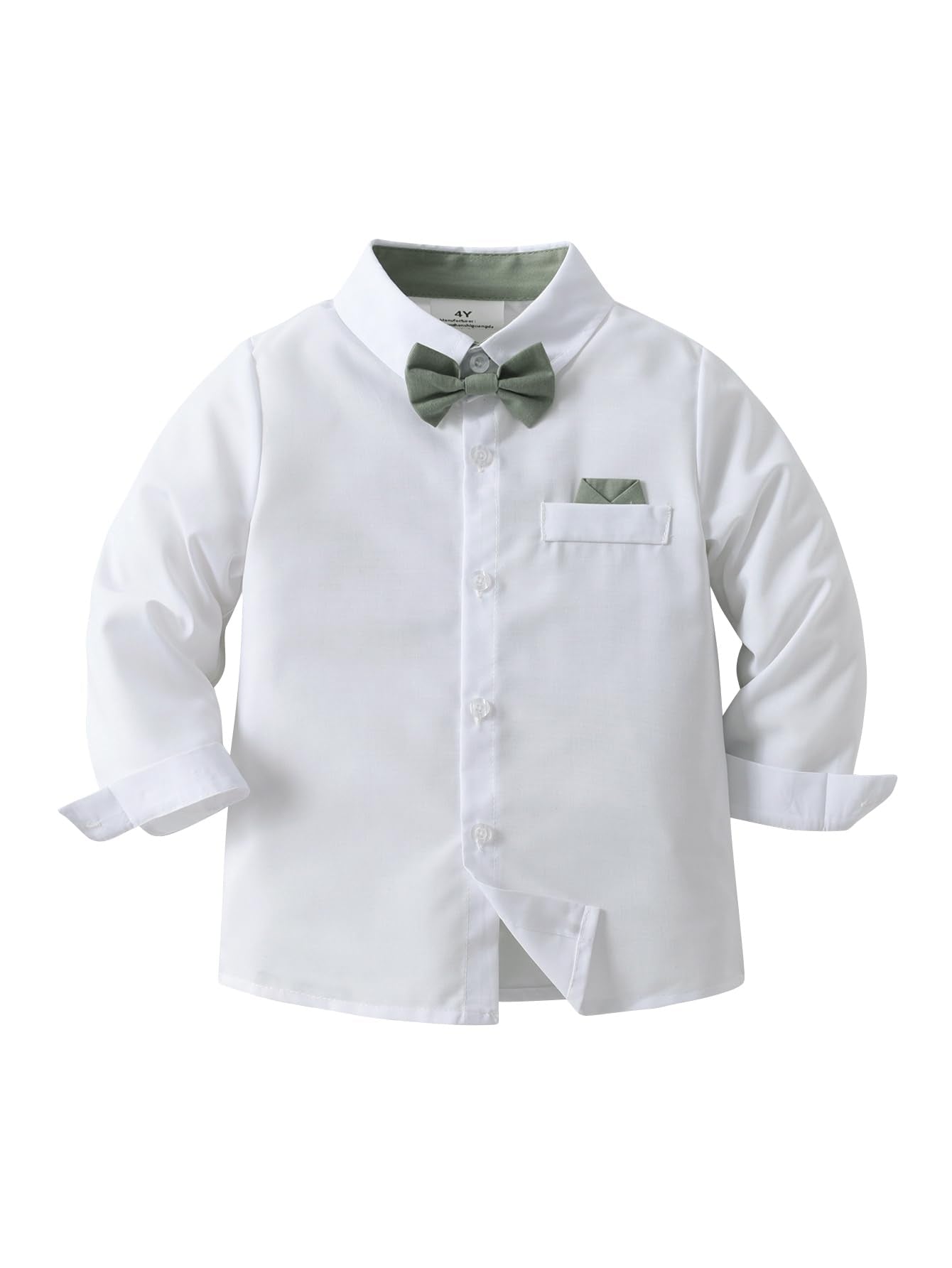 Baby Boys Pants Sets, Infant Long Sleeve Shirt + Pants + Bow Tie + Suspenders Outfits,5-6Y