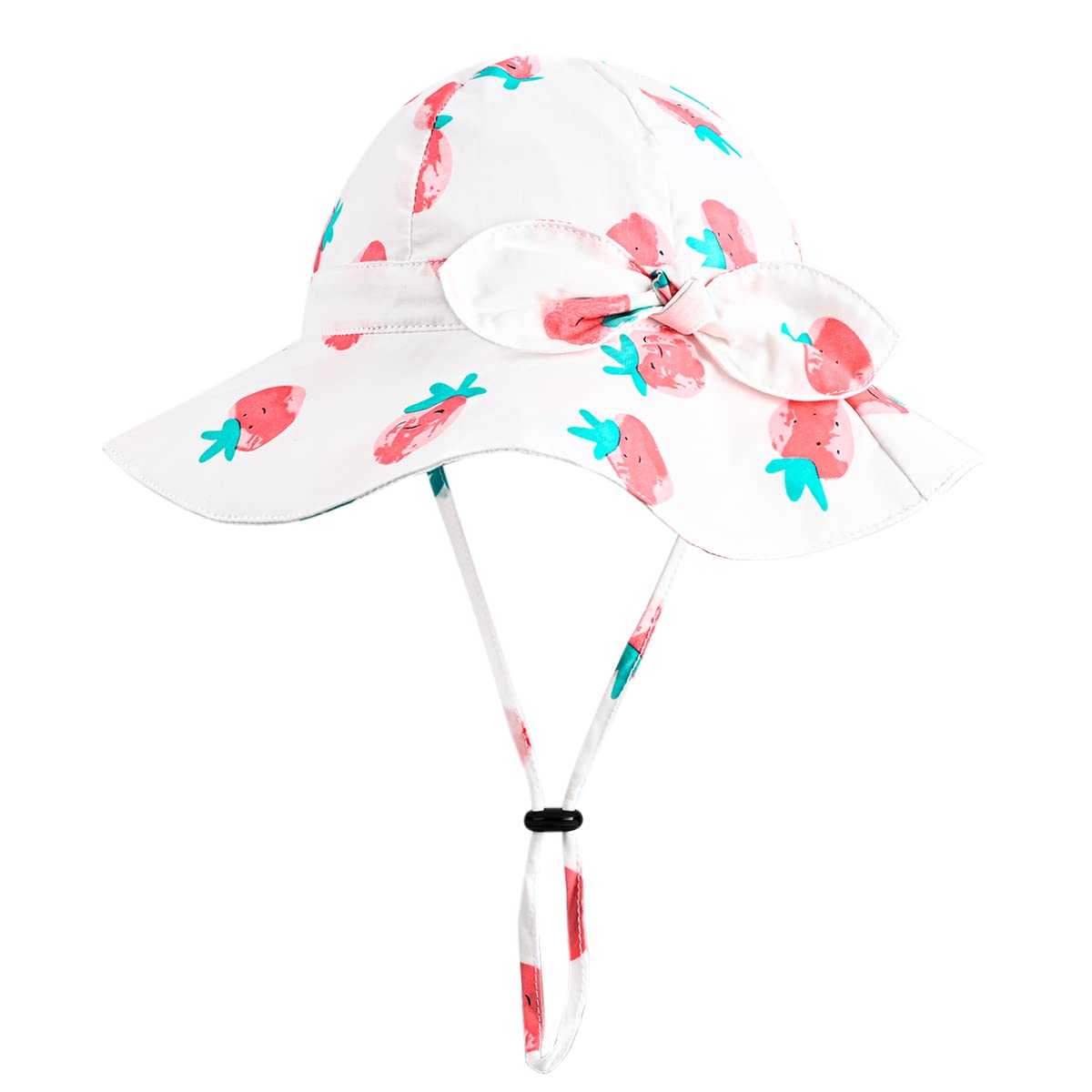 Baby Girl Sun Hat with UPF 50+ Outdoor Adjustable Beach Hat with Wide Brim Bucket Hats (0-6 Months)