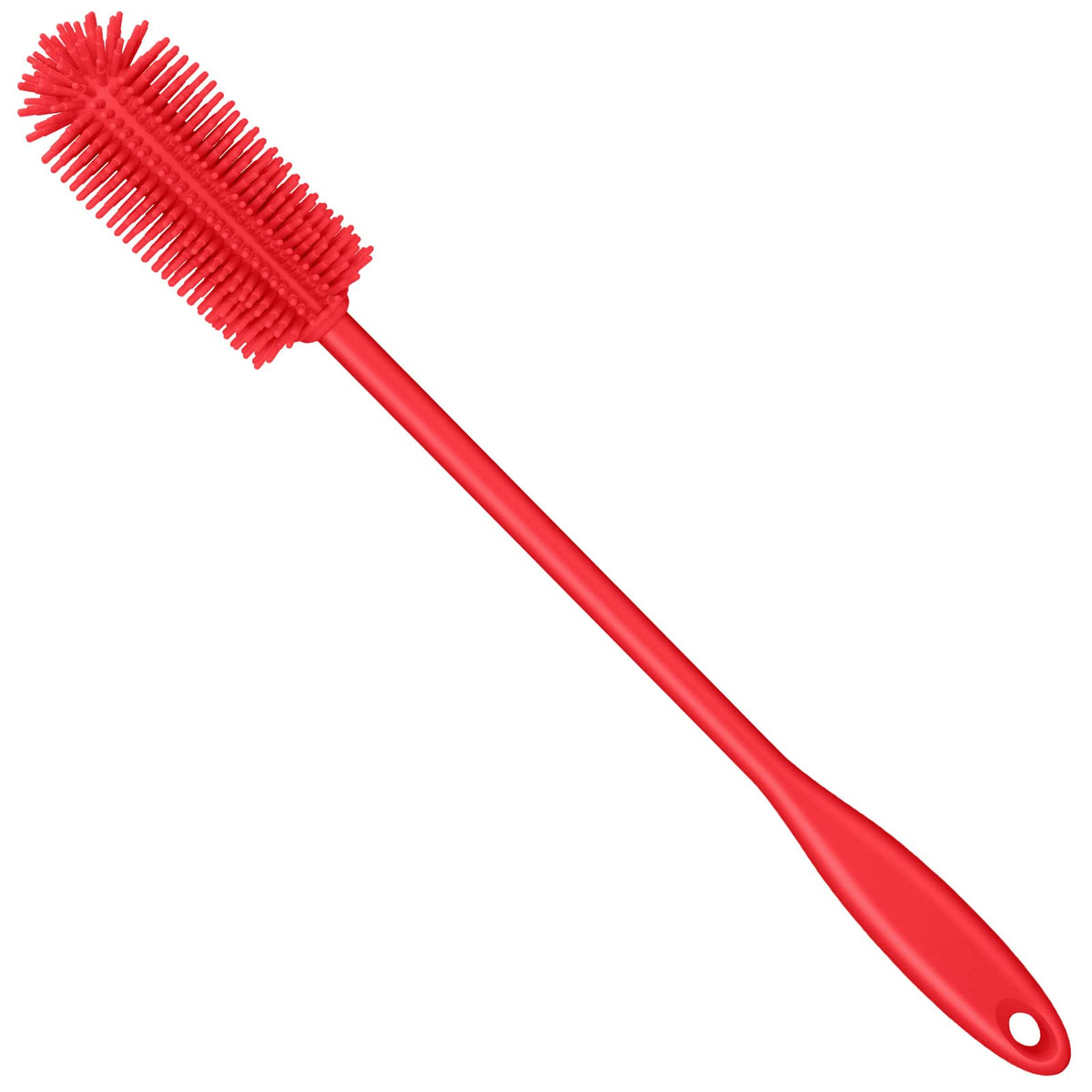Purtribe Silicone Bottle Brush, Long Handle Bottle Cleaner Brush, Red