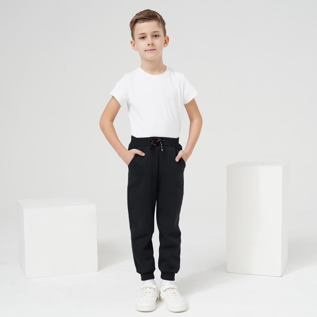 Funnymore Baby Boys Girls Fleece Joggers Sweatpants,3 Pack Fall Winter Pull On Jogger Pants Black/Navy/Burgundy 2t