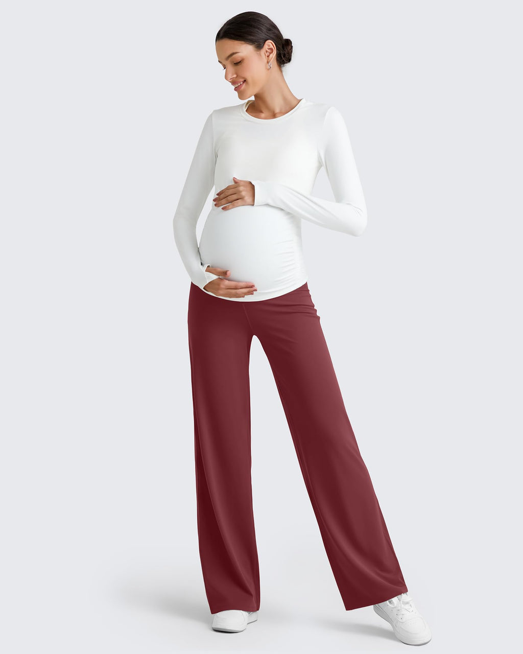 G4Free Maternity Dress Pants Athletic,Dark Burgundy,XXL,Regular