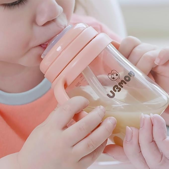 UBMOM No-spill, Backflow prevention Sippy Cup with Straw, PPSU, Learner Cup with Handle for Baby and Toddlers, BPA Free, 9.47oz (Cloud)