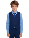 Boys Suit Set for Kids Formal Tuxedo Suits for Wedding, Deep Blue, 5T