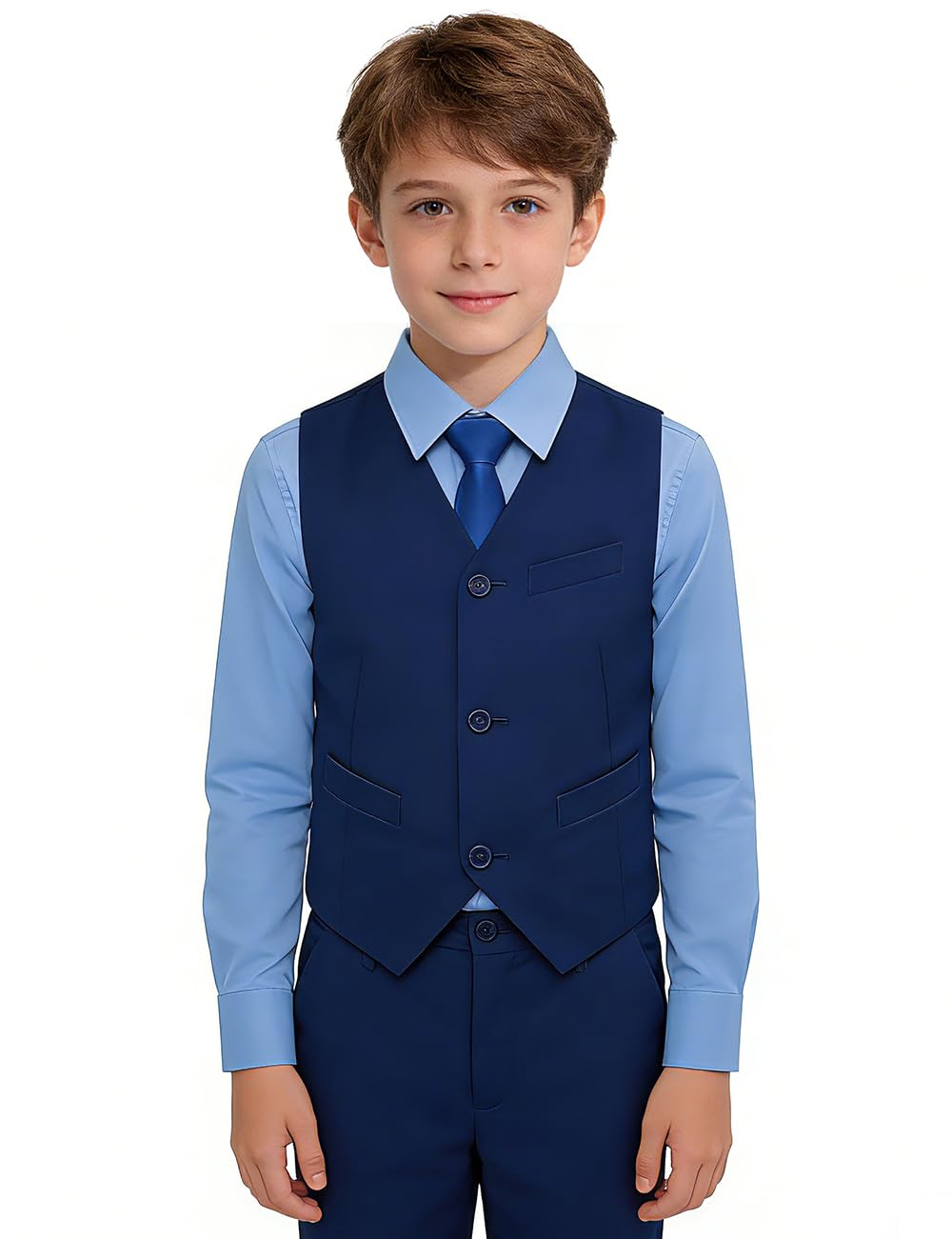 Boys Suit Set for Kids Formal Tuxedo Suits for Wedding, Deep Blue, 5T
