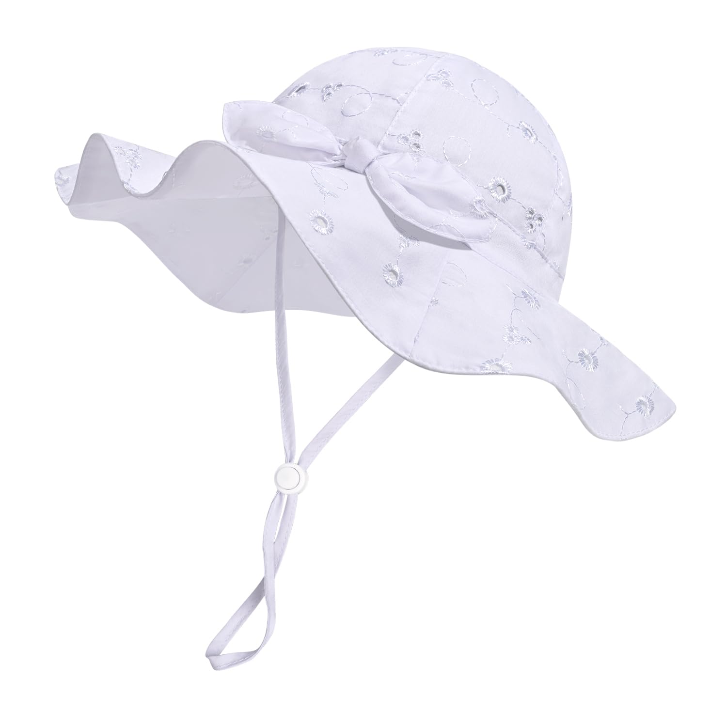 Baby Girl Sun Hat with UPF 50+ Outdoor Adjustable Beach Hat with Wide Brim Bucket Hats (2-3岁)