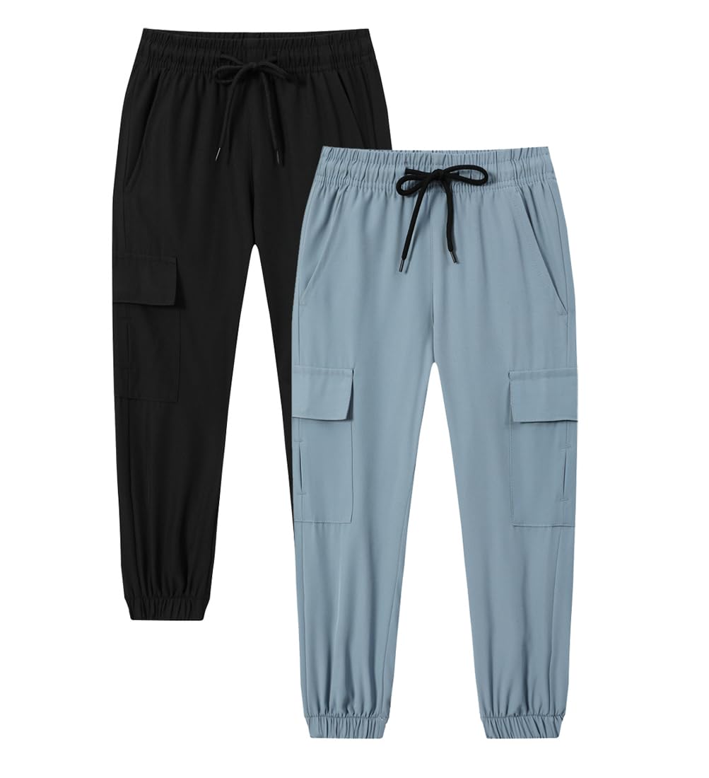 Muaney Toddler Boys Cargo Jogger Pants Baby Boys Sweatpants Thin Quick Dry Casual Pull On Pants（218BlackLBlue18-24M）
