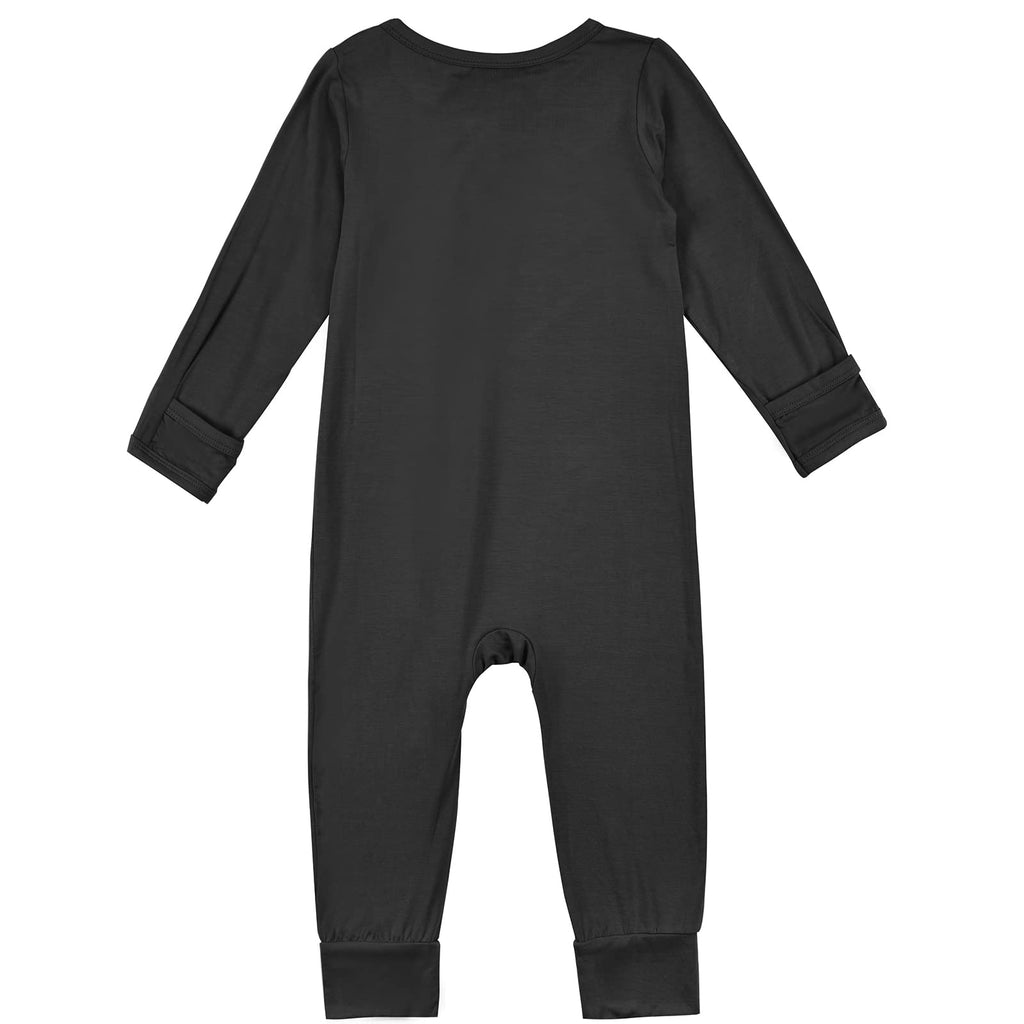 Aablexema Baby Footless Pajamas Zipper with Mitten, Rayon from Bamboo, Infant Long Sleeve Romper Pjs (US, Age, 12 Months, 18 Months, Dark Grey)