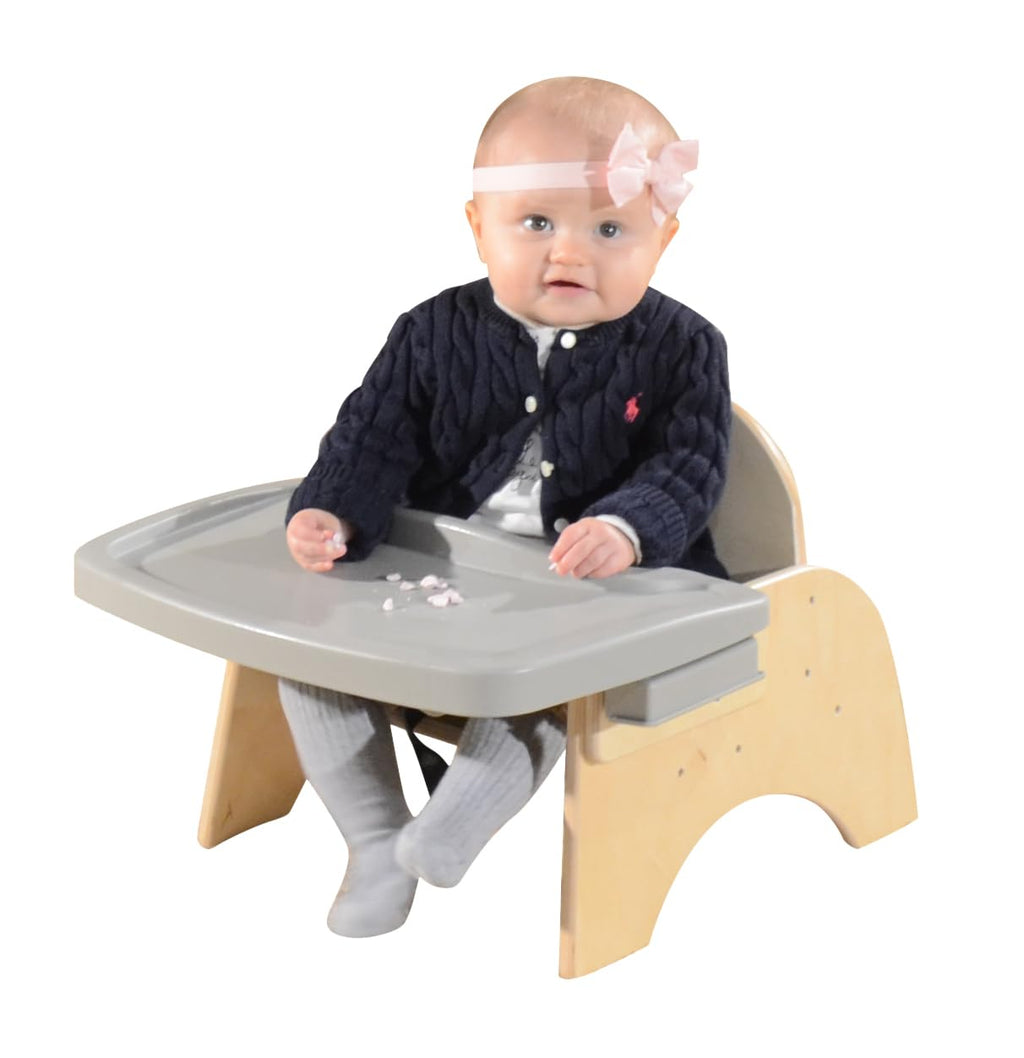 RRI Goods 7" H Wooden Stackable Feeding Chair with Removable Tray and 3 Point Harness, Suitable for 12-18 Months Babies Dining & Studying Needs [Fully Assembled]