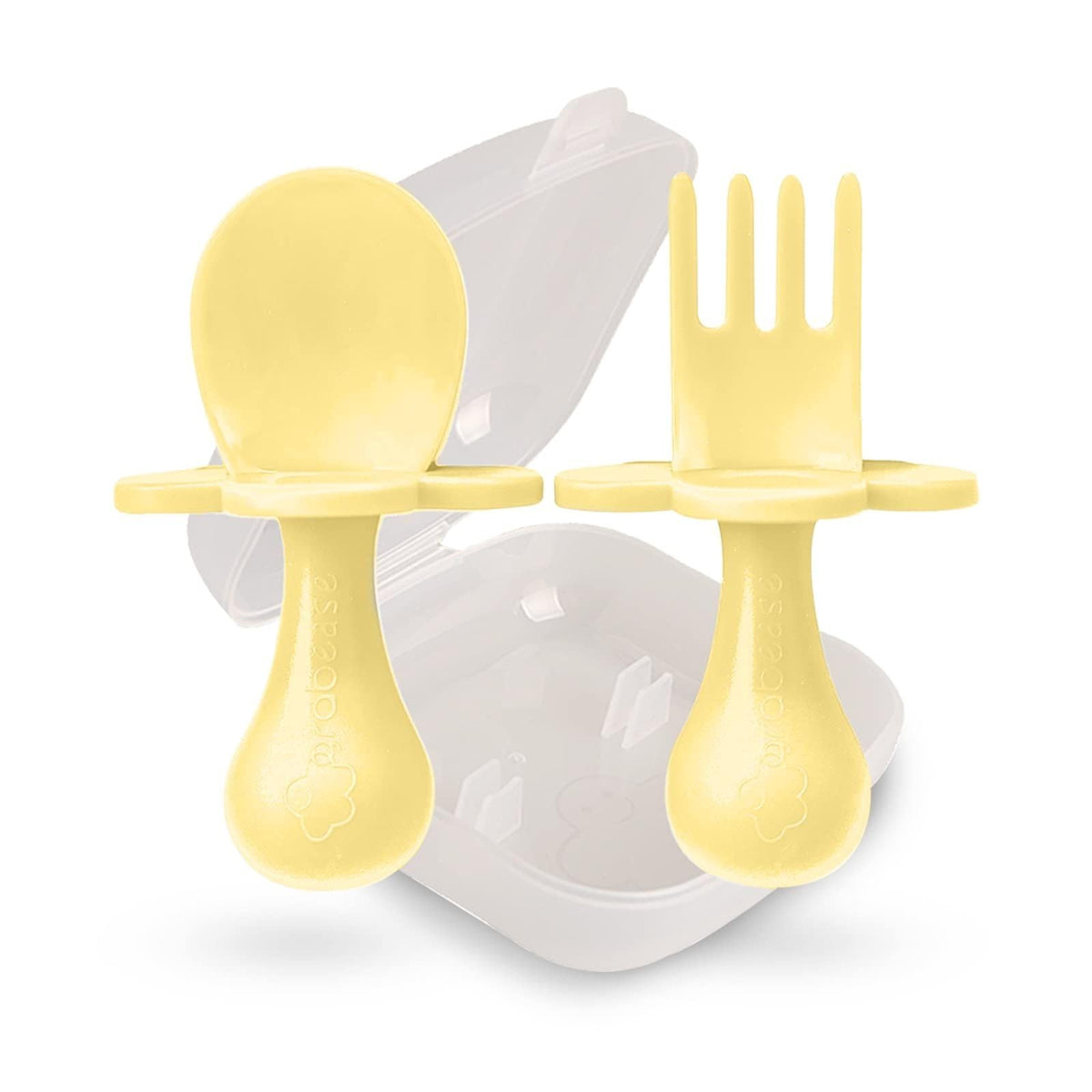Grabease Baby Feeding Utensils Set - Travel Case for To-Go Toddler Containers - Choke-Guard for Baby Led Weaning Forks - Dishwasher Safe Toddler Spoon - Plastic, Blush, Pack of 1