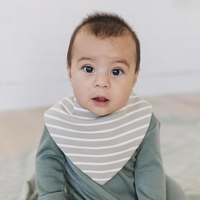 Woolino Merino Wool Baby Bibs - Highly Absorbent Bandana Bib with Cotton Outer Layer and Merino Wool Inner Layer - Pack of 2
