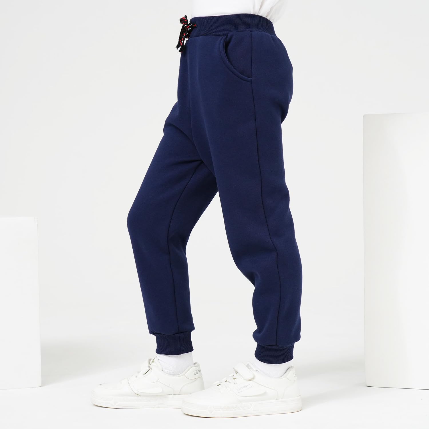 Funnymore Kids Tween Big Boys Pants Sweatpants,3 Pack Pull On Fleece Athletic Jogger Outfits Sweat Pants Black/Navy/Grey Size 12-13 Years