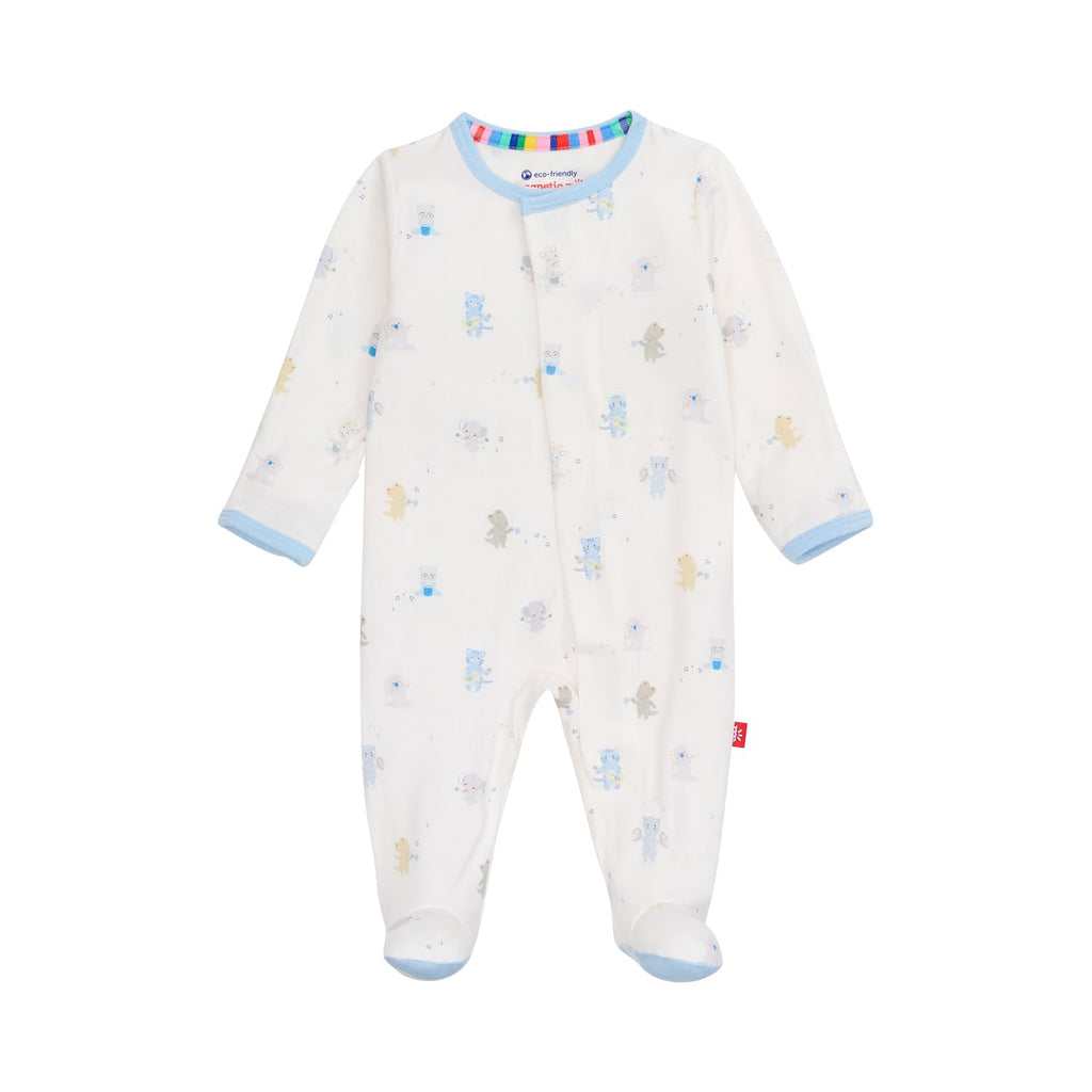 Magnetic Me Boys Modal Magnetic Baby Footie Pajamas | Silky Soft Modal Fabric | Blue Baby Beats | 3-6 Months