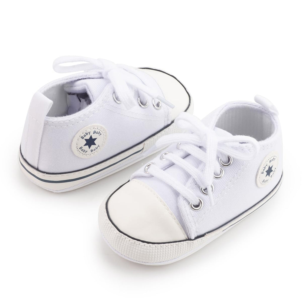 Meckior Save Beautiful Baby Girls Boys Canvas Sneakers Soft Sole High-Top Ankle Infant First Walkers Crib Shoes