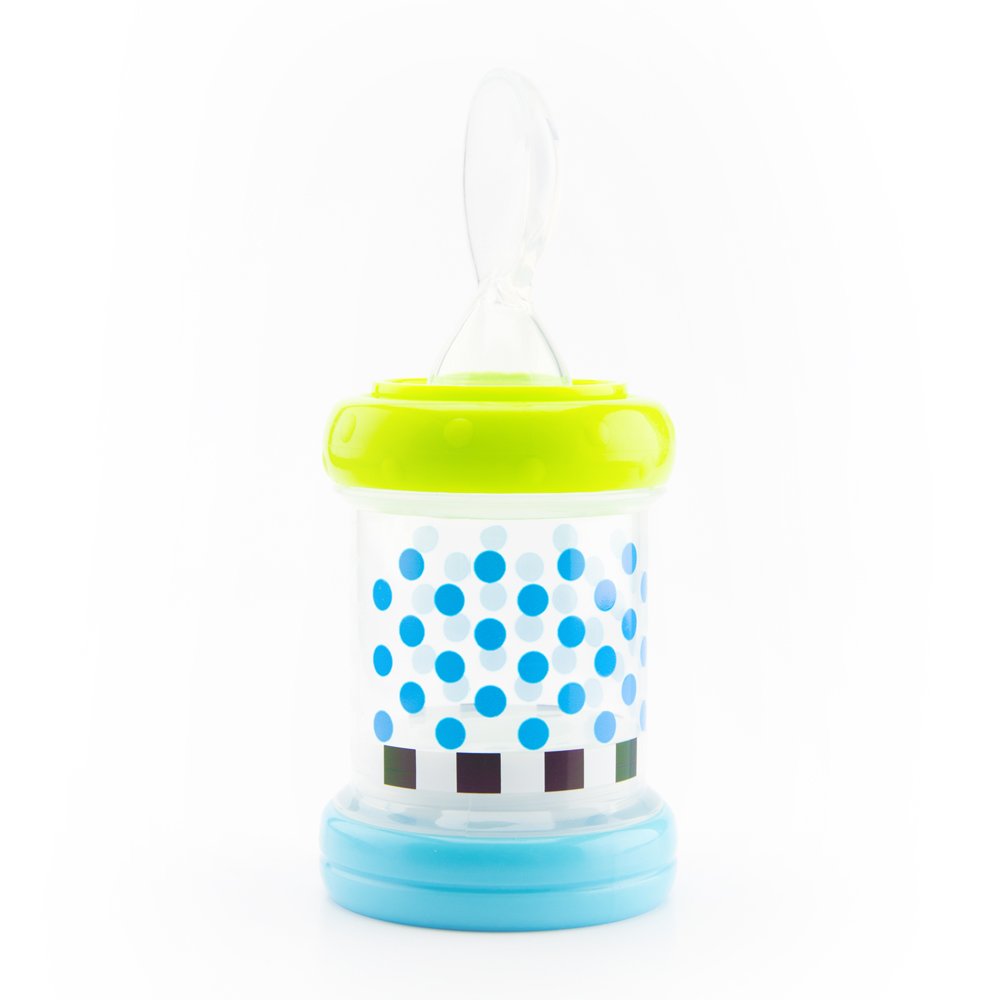 Sassy Baby Food Nurser – 4+ Months Set of 2- 4oz 100% Silicone Nipple and Spoon BPA-Free (30182)