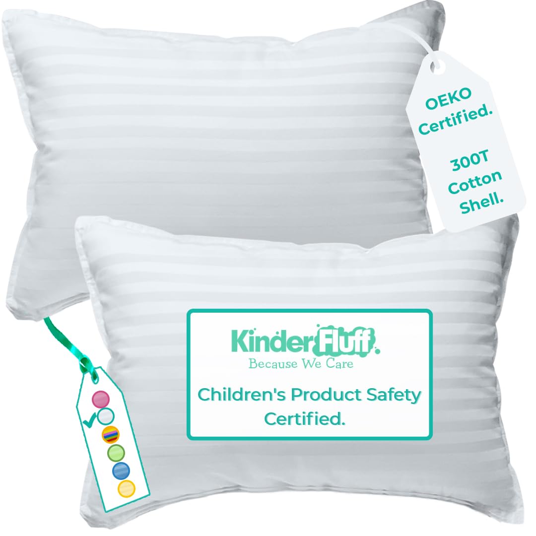 kinder Fluff Toddler Pillow 2X (No Pillowcase Needed) Kids Pillow, XS