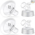 2 Packs 24mm Flange Set, Updated Soft Rim Shield and Wide Mouth Base Connector Pump Parts for Spectra S2 Spectra S1 9 Plus Breastpumps Accessories, 106 Degree Wider Opening Angel