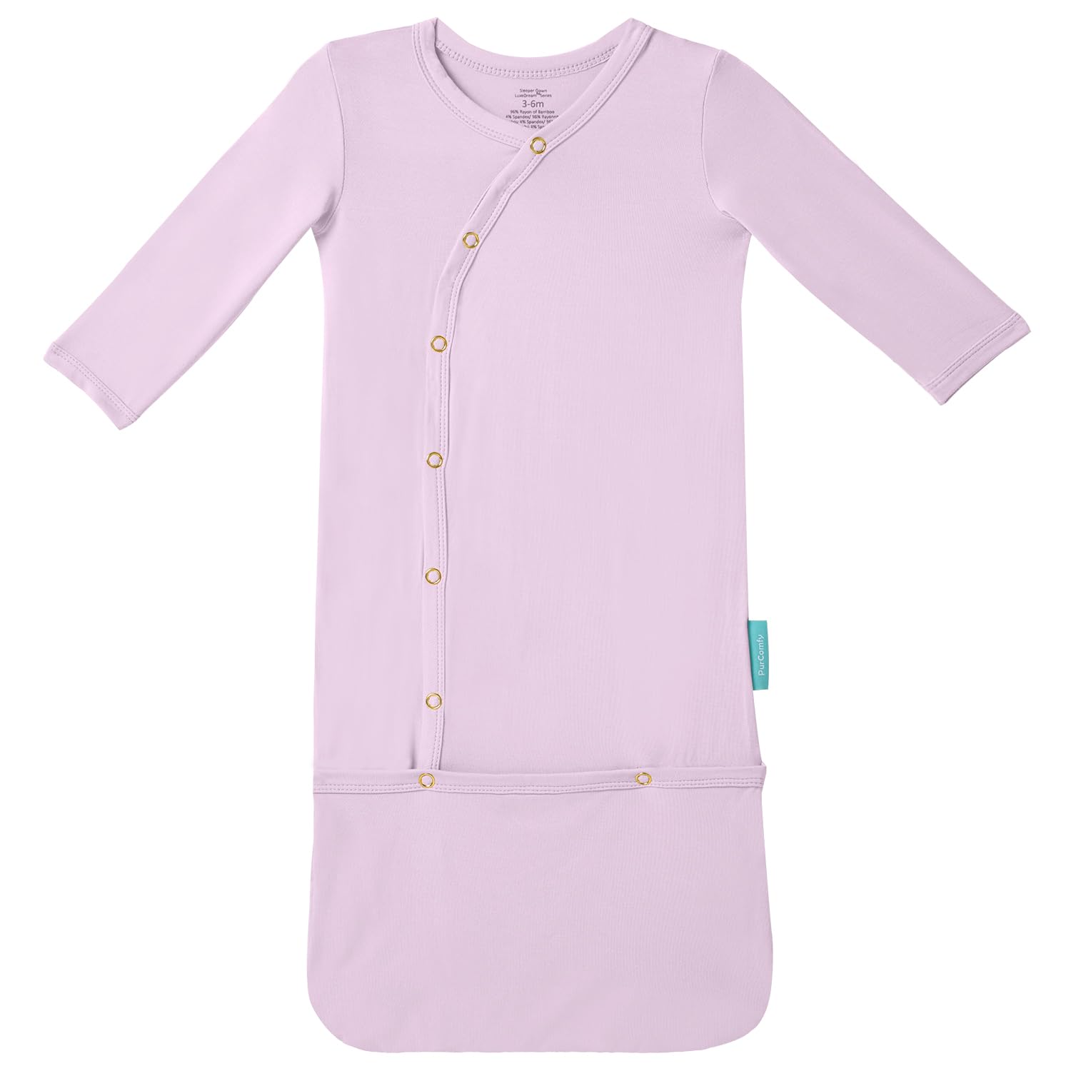 PurComfy Supersoft Bamboo Viscose Baby Sleeper Gowns, Newborn Lilac